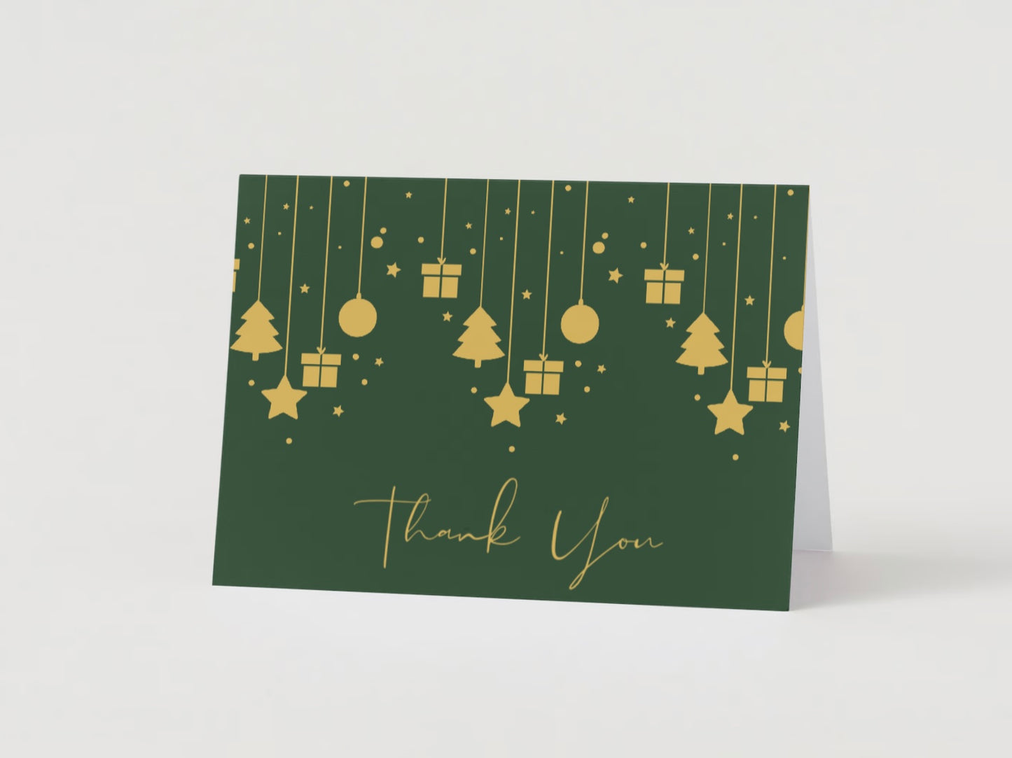 Green and Gold Holiday Thank You Cards