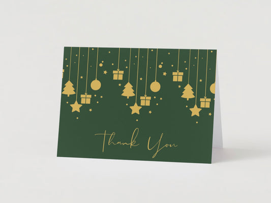 Green and Gold Holiday Thank You Cards